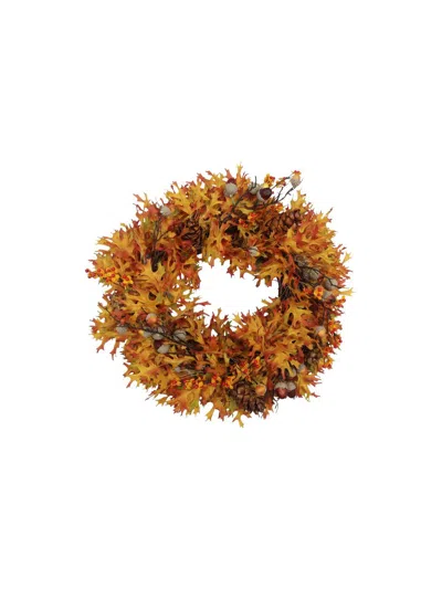 Winward Home Artificial Oak Leaf Wreath In Orange