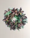 Winward Home Autumn Magnolia Leaf Wreath In Green/brown