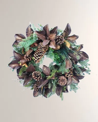 Winward Home Autumn Magnolia Leaf Wreath In Multi