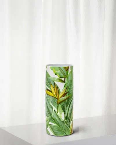 Winward Home Bird Of Paradise Short Vase In Green