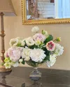 Winward Home Cafe Au Lait Combo Faux Flowers In Glass Bowl In Beige/pink