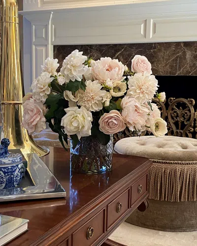 Winward Home Cafe Au Lait Combo Faux Flowers In Vase In Blush