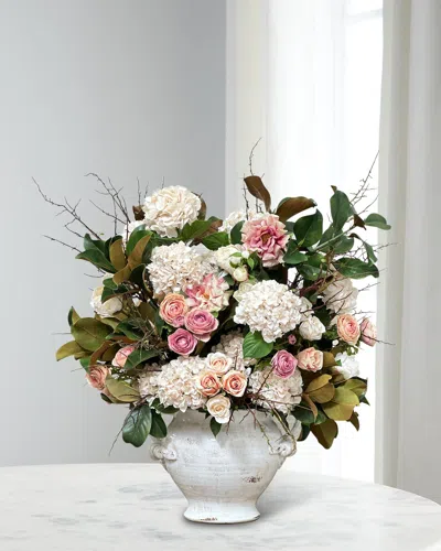 Winward Home Cafe Au Lait Icon 42" Faux Floral Arrangement In Terracotta Pot In Pink