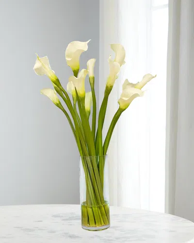 Winward Home Calla Lily Faux Floral Arrangement In Cylinder Vase In Green