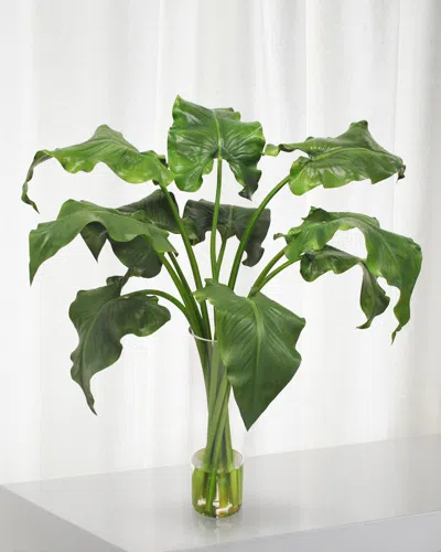 Winward Home Calla Lily Leaf In Cylinder Vase In Green
