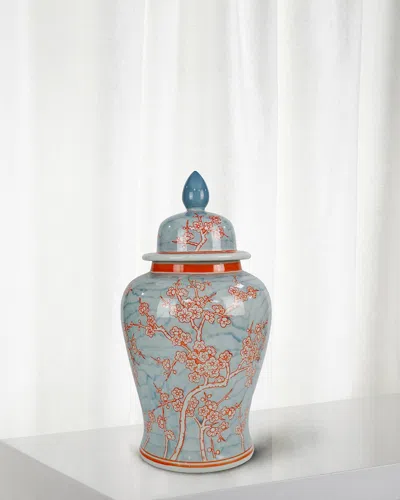 Winward Home Cayenne Floral Jar In Blue