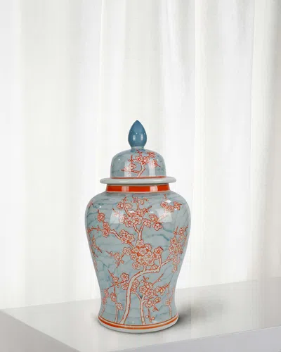 Winward Home Cayenne Floral Jar In Grey/blue