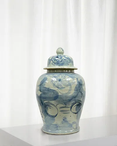Winward Home Ceramic Urn In Blue/white