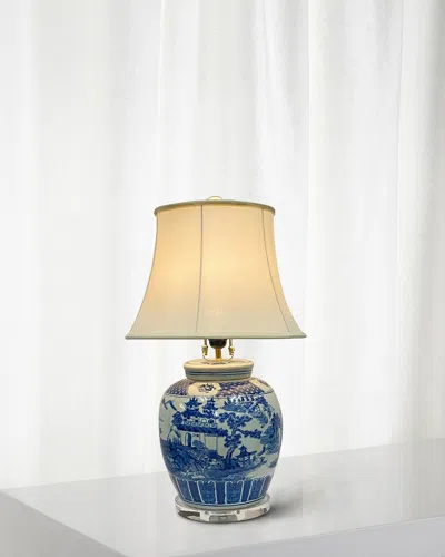 Winward Home Chinoiserie Ceramic Jar Lamp In Multi