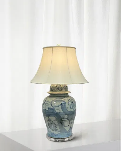 Winward Home Chinoiserie Ceramic Lamp, 25" In Blue