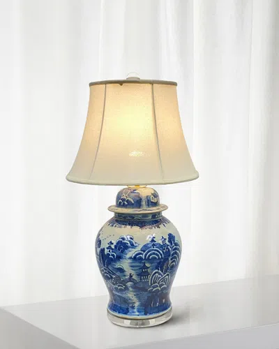 Winward Home Chinoiserie Ceramic Lamp, 28" In Blue