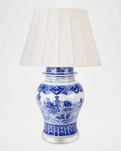 Winward Home Chinoiserie Ceramic Lamp, 30" In Blue