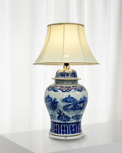 Winward Home Chinoiserie Ceramic Lamp, 30" In Brown