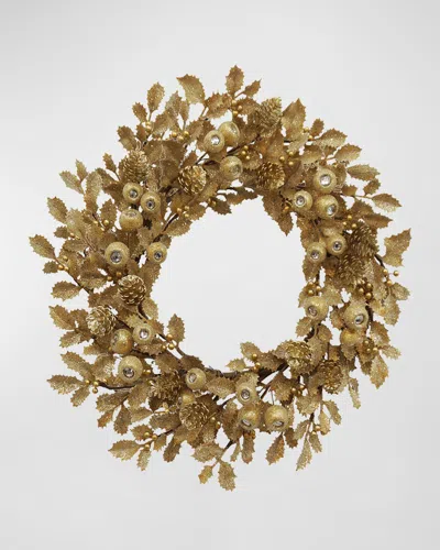 Winward Home Christmas Holly Leaf With Pod Wreath In Green