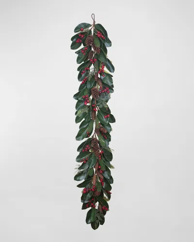 Winward Home Christmas Magnolia With Berry Cone Garland In Green