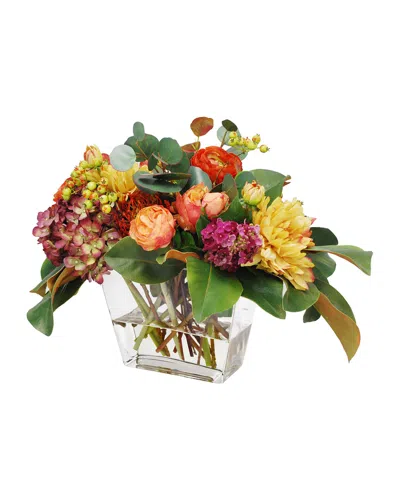 Winward Home Dahlia Hydrangea Arrangement In Rectangle Vase In Multi