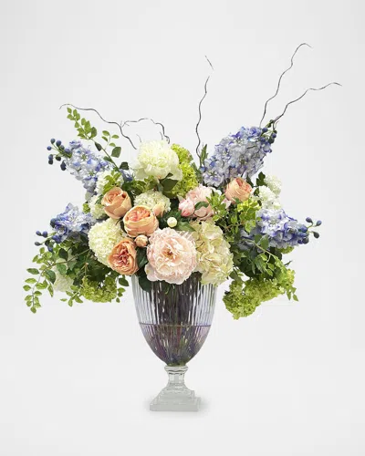Winward Home Delphinium Mixed 34" Faux Floral Arrangement In Glass Vase In Multi