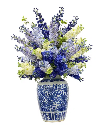 Winward Home Delphinium Mixed Faux Floral Arrangement In Pot In Blue