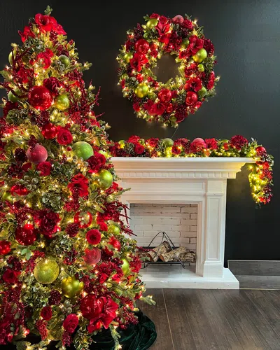 Winward Home Deluxe Display 42" Pre-lit Christmas Wreath In Multi