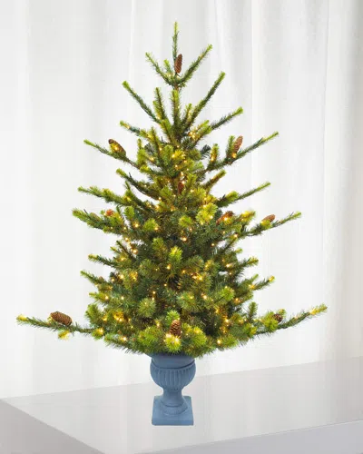 Winward Home Deluxe Village Mix Pine 5 & Apos; Potted Pre-lit Christmas Tree In Green