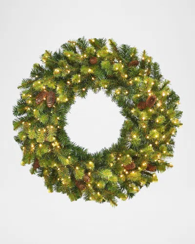 Winward Home Deluxe Village Mix Pine Pre-lit Christmas Wreath In Green