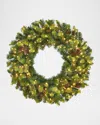 Winward Home Deluxe Village Mix Pine Pre-lit Christmas Wreath In Green