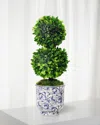Winward Home Double Ball Topiary In Cache Pot In Multi