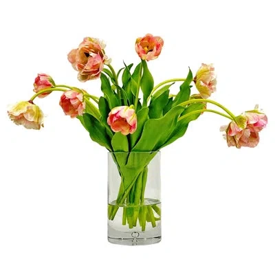 Winward Home Double Tulip With Leaves In Cylinder