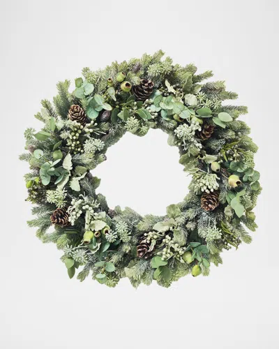 Winward Home Dusty Miller/pine Needle Artificial Wreath In Green
