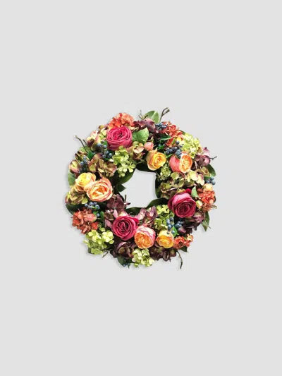 Winward Home Everyday Hydrangea Rose Wreath In Multi