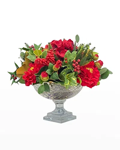 Winward Home Faux Camellia Berry Floral Arrangement In Vase In Multi