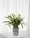 Winward Home Faux Cymbidium Orchids W/ Pot In Green