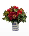 Winward Home Faux Hydrangea Floral Arrangement In China Pot In Red/green