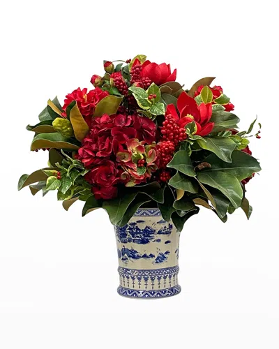 Winward Home Faux Hydrangea Floral Arrangement In China Pot In Multi