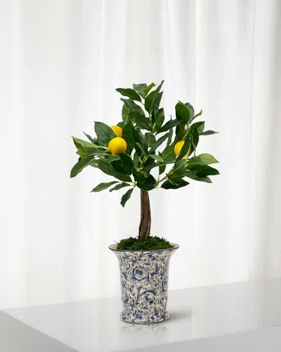 Winward Home Faux Lemon Tree In Ceramic Vase, 21" In Multi