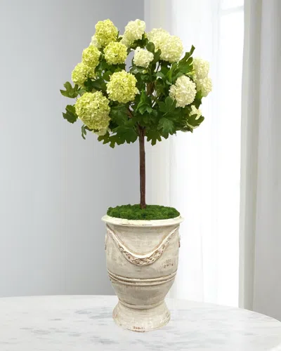 Winward Home Faux Snowball Tree In Rutherford Planter - 49"t In Green