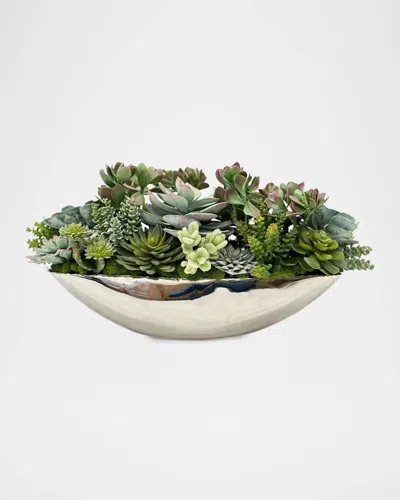 Winward Home Faux Succulents In 36" Aluminum Container In Silver