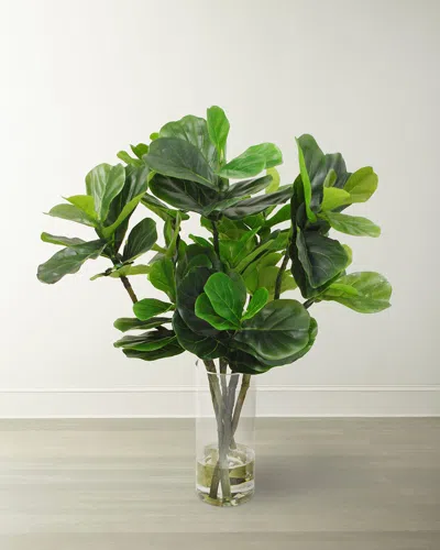 Winward Home Fiddle Leaf In Round Vase In Green