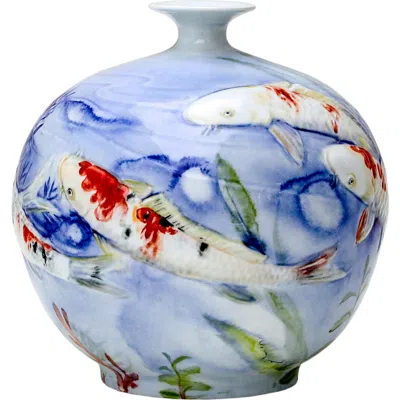 Winward Home Fish Bottle Vase In Blue