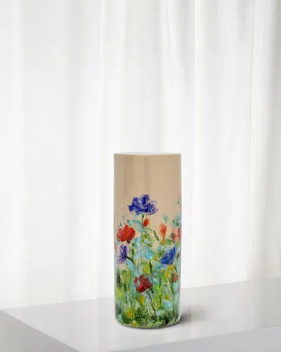Winward Home Floral Cylinder Vase In Green