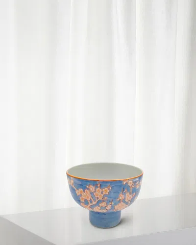 Winward Home Floral Decorative Bowl With A Stand In Blue