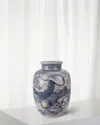 Winward Home Floral Porcelain Vase In Blue/white