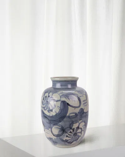 Winward Home Floral Porcelain Vase In Gray