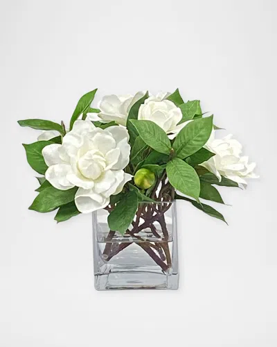 Winward Home Gardenia Jubilation 10" Faux Floral Arrangement In Glass Vase In Multi