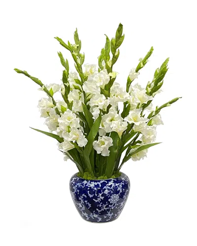 Winward Home Gladiolus Arrangement In Bowl Vase In Blue