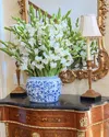 Winward Home Gladiolus Arrangement In Oval Planter In White/green