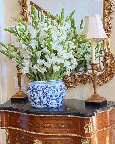 Winward Home Gladiolus Arrangement In Oval Planter In Green