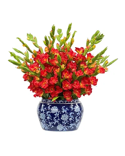Winward Home Gladioulus Faux-floral Arrangement In Oval Planter In Red