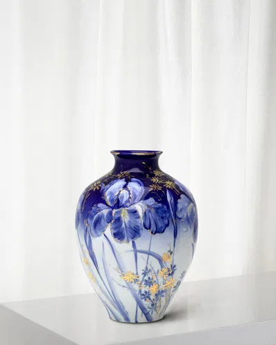 Winward Home Handpainted Celadon Vase, 14" In Blue/white