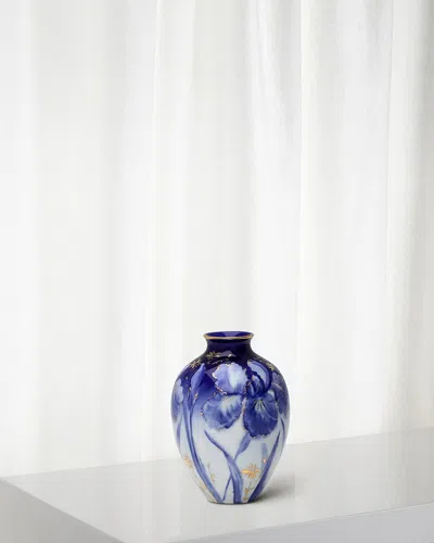 Winward Home Handpainted Celadon Vase, 9" In Blue/white